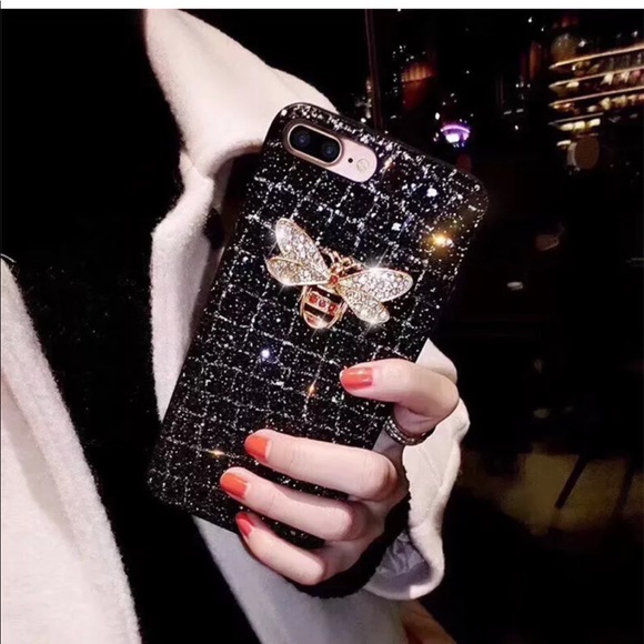 🐝Bee Bling + Glitter IPhone Case in Black sparkle - Picture 4 of 5